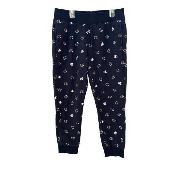 Champion Womens Reverse Weave 2XL Jogger Pants Black‎ Logo Print Cotton - Picture 1 of 4